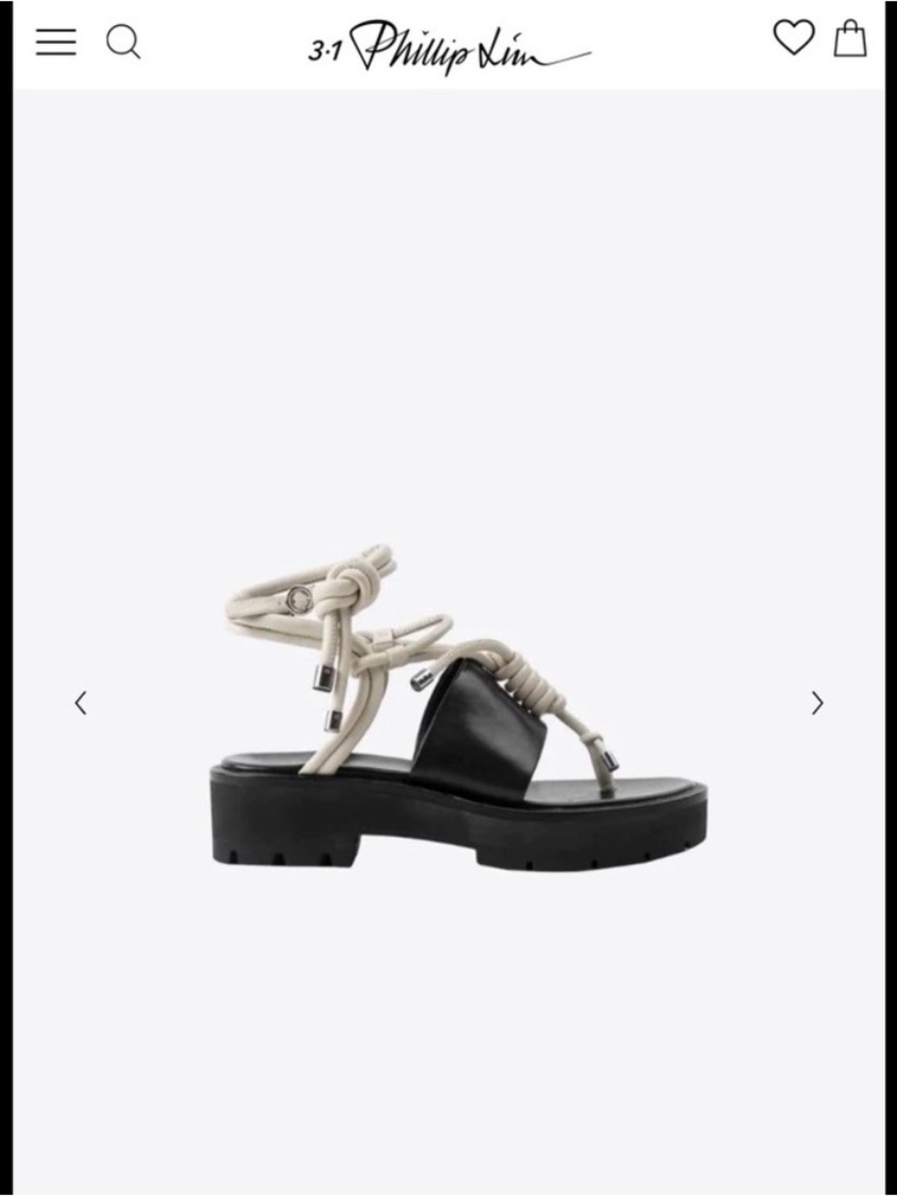 3.1 Phillip Lim Black and Vanilla Ivory Strappy Lug Sole Sandals - size 37